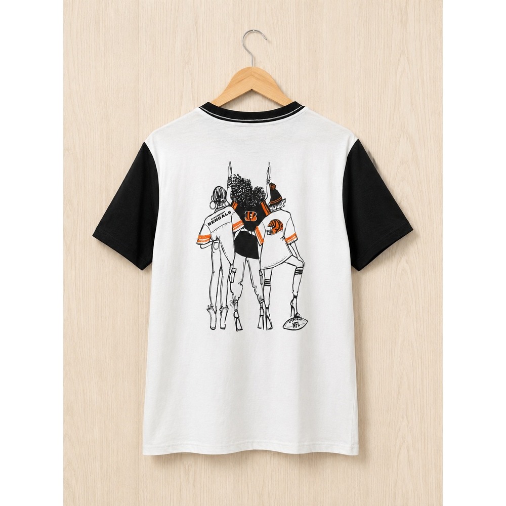 Cincinnati Bengals G-III 4Her Women's Large Graphic Ringer T-Shirt NWT NFL - Picture 2 of 5